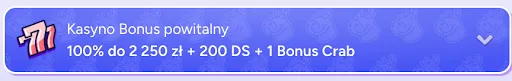 Spinbara – Bonus powitalny: 100% do 2 250 zł, 200 darmowych spinów i 1 Bonus Crab Kasyno bonus powitalny – 100% do 2 250 zł + 200 darmowych spinów + 1 Bonus Crab
