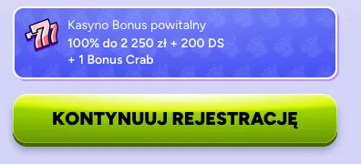 Kasyno Bonus powitalny – 100% do 2 250 zł + 200 darmowych spinów + 1 Bonus Crab